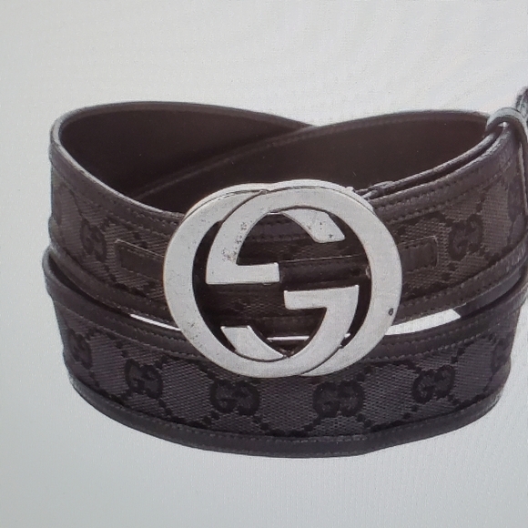 Gucci canvas belt. Sz small. Black canvas ,silver tone hardware - Picture 1 of 8